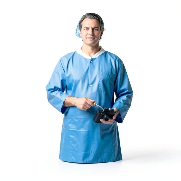 SMS Disposable Lab Coats Niesuga Blue Knee‑Length 50 GSM Sizes-3