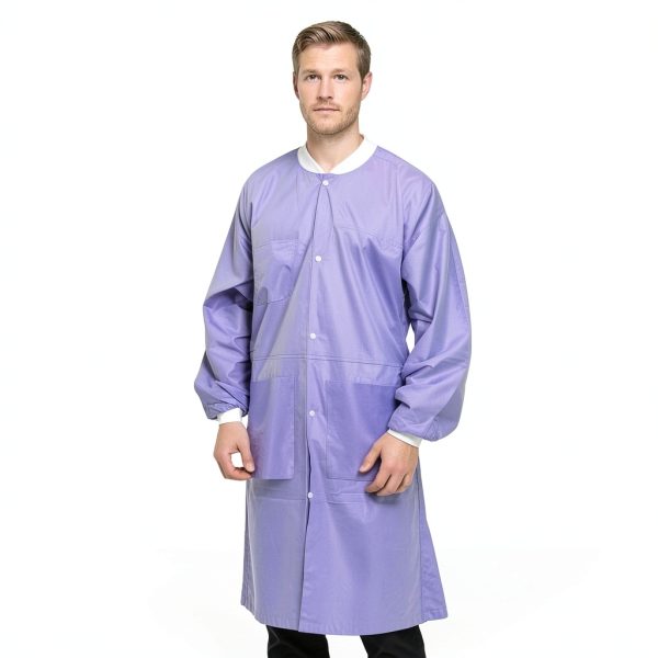 10 Disposable Lab Coats - Durable SMS Knee Length Reusable Lab Coat with Knit Cuffs and Pockets, Unisex | Perfect for Dental, Hospitals, Pharmacies, Labs, Clinics- Purple, Extra Large-3