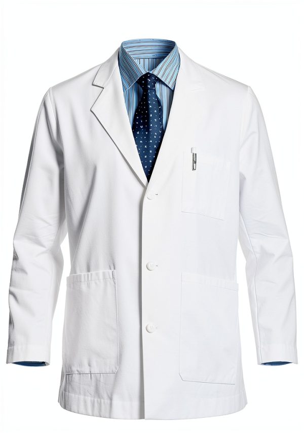 Landau Relaxed Fit Lab Coat for Men 3-Pkt 5-Knot White-3