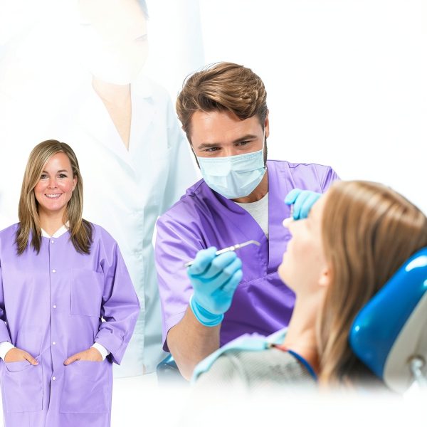 10 Disposable Lab Coats - Durable SMS Knee Length Reusable Lab Coat with Knit Cuffs and Pockets, Unisex | Perfect for Dental, Hospitals, Pharmacies, Labs, Clinics- Purple, Extra Large-5