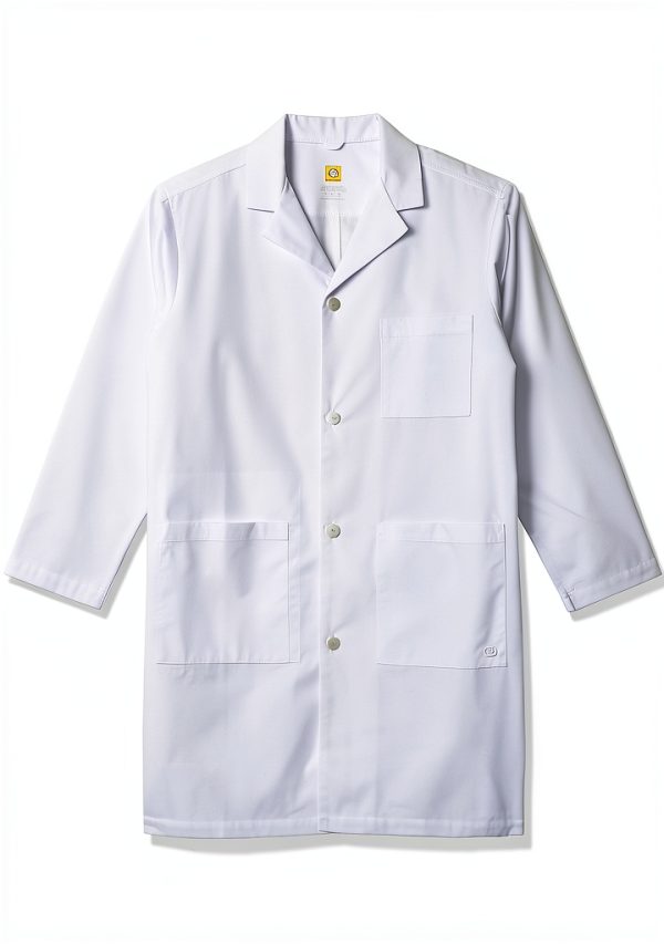 Men's Wonderlab Long Lab Coat White, Pleats, Bottom Vent by WonderWink-0