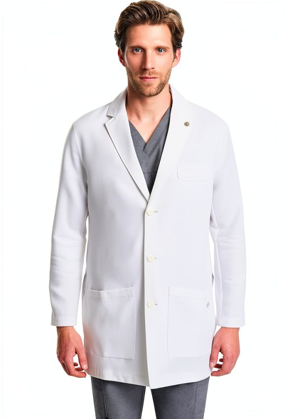 Healing Hands Logan Men’s White Lab Coat with 5 Pockets 360° Stretch-0