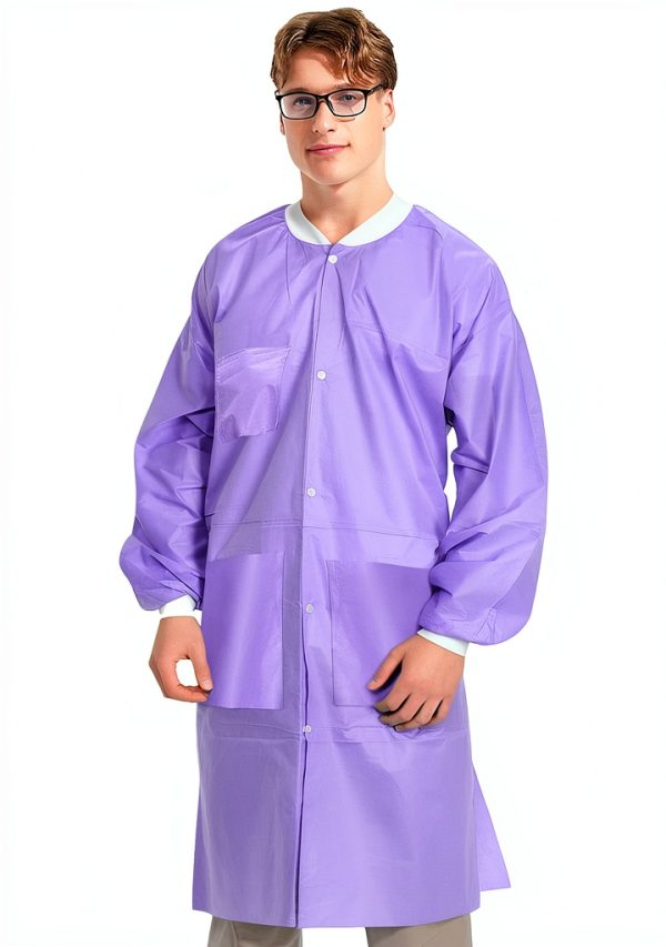 10 Disposable Lab Coats - Durable SMS Knee Length Reusable Lab Coat with Knit Cuffs and Pockets, Unisex | Perfect for Dental, Hospitals, Pharmacies, Labs, Clinics- Purple, Extra Large-1
