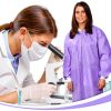10 Disposable Lab Coats - Durable SMS Knee Length Reusable Lab Coat with Knit Cuffs and Pockets, Unisex | Perfect for Dental, Hospitals, Pharmacies, Labs, Clinics- Purple, Extra Large-4