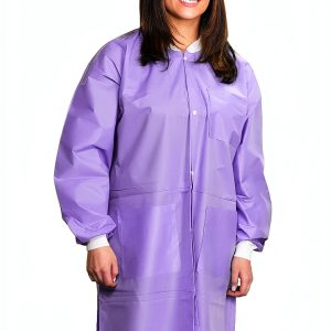 10 Disposable Lab Coats - Durable SMS Knee Length Reusable Lab Coat with Knit Cuffs and Pockets, Unisex | Perfect for Dental, Hospitals, Pharmacies, Labs, Clinics- Purple, Extra Large-0