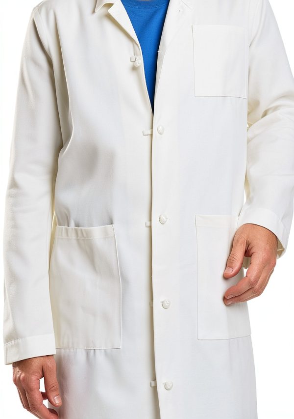 Landau Relaxed Fit Lab Coat for Men 3-Pkt 5-Knot White-4