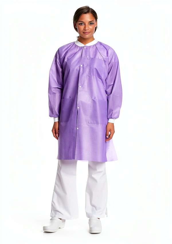 10 Disposable Lab Coats - Durable SMS Knee Length Reusable Lab Coat with Knit Cuffs and Pockets, Unisex | Perfect for Dental, Hospitals, Pharmacies, Labs, Clinics- Purple, Extra Large-7