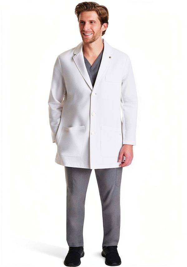 Healing Hands Logan Men’s White Lab Coat with 5 Pockets 360° Stretch-3