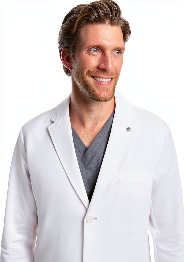 Healing Hands Logan Men’s White Lab Coat with 5 Pockets 360° Stretch-1