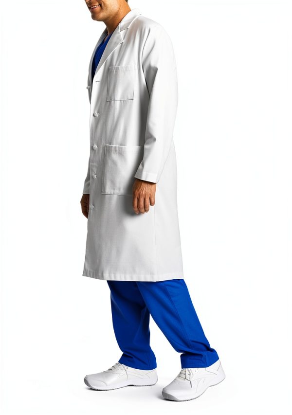 Landau Relaxed Fit Lab Coat for Men 3-Pkt 5-Knot White-1