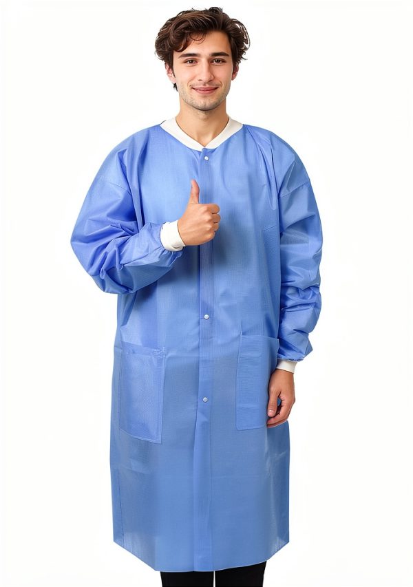 SMS Disposable Lab Coats Niesuga Blue Knee‑Length 50 GSM Sizes-0