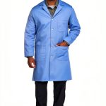 Bulwark Flame Resistant 7oz Cotton Lab Coat Light Blue Small Lapel-0