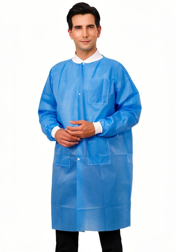 Greenour Disposable Lab Coat SMS with Pockets Fluid Resistant-3