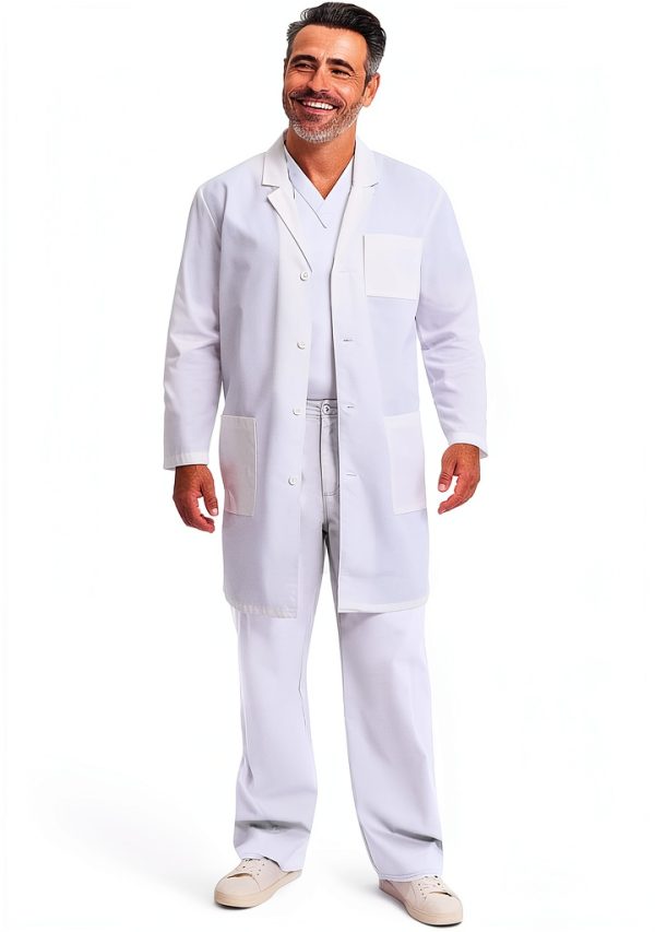 Dickies Lab Coat 40in Unisex White with 3 Pockets - Model 83403-5