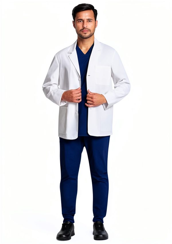 Cherokee Men's Lab Coat 30" White Consultation Durable Stretch CK401-6