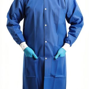 JMU Disposable Lab Coat 10-100 Pack Knee Length with Knit Cuff, Blue-0