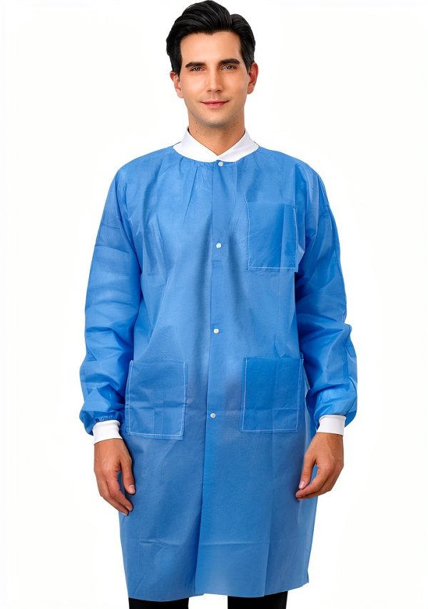 Greenour Disposable Lab Coat SMS with Pockets Fluid Resistant-1