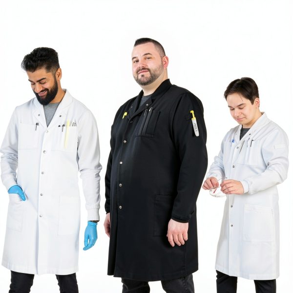 Lab Coat Genius Lab Gear Men's 6-Pocket 100% Cotton White-1