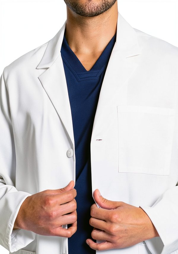 Cherokee Men's Lab Coat 30" White Consultation Durable Stretch CK401-2