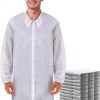 Disposable Lab Coats 50 Pack White Knitted Cuffs Adult Sizes-0