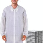 Disposable Lab Coats 50 Pack White Knitted Cuffs Adult Sizes-0