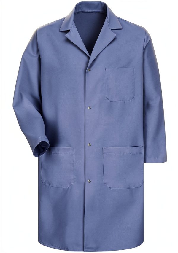 Red Kap Men's Lab Coat with Pockets Light Blue and White Various Sizes-0
