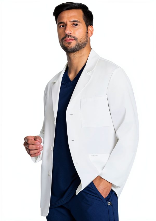 Cherokee Men's Lab Coat 30" White Consultation Durable Stretch CK401-3