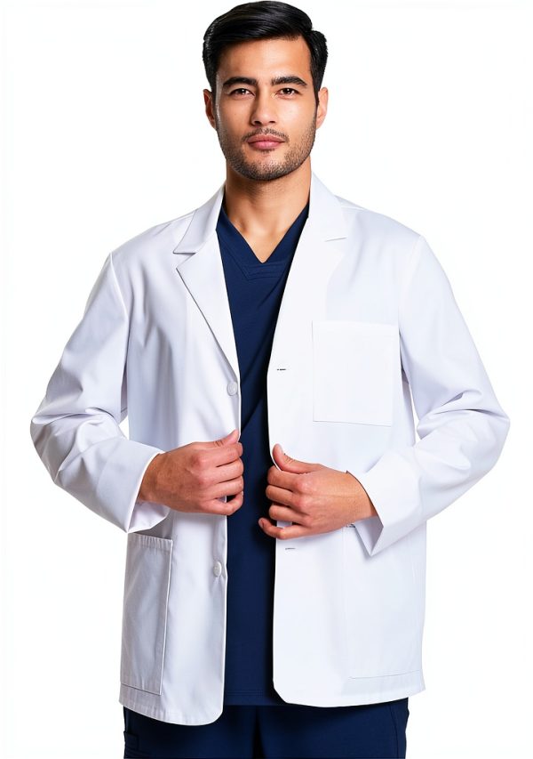 Cherokee Men's Lab Coat 30" White Consultation Durable Stretch CK401-1