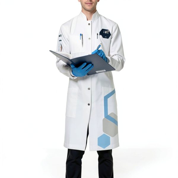 Lab Coat Genius Lab Gear Men's 6-Pocket 100% Cotton White-5