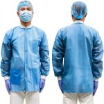 Disposable Lab Coat Greenour Pack of 10 Blue Smock with Knitted Cuffs-0