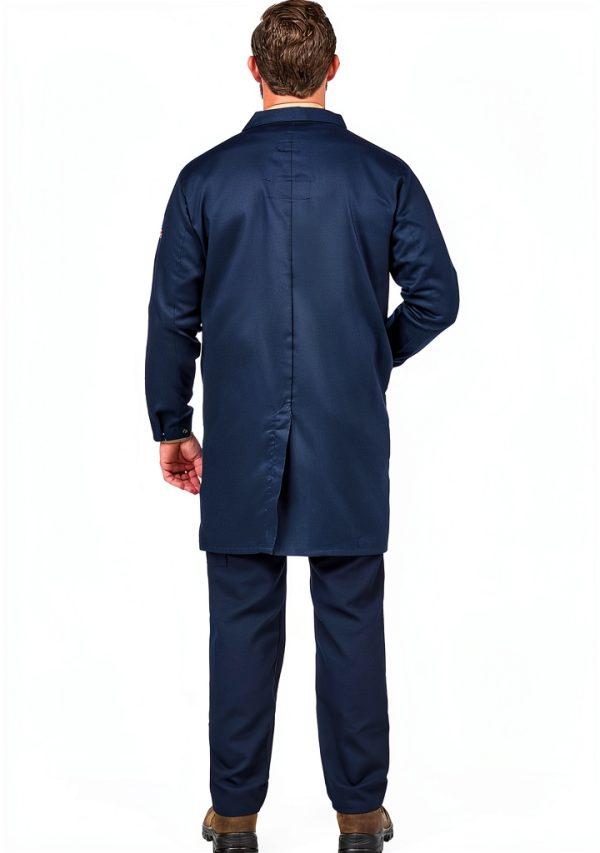 Bulwark FR Men's Concealed Snap-Front Lab Coat – Navy Medium-1