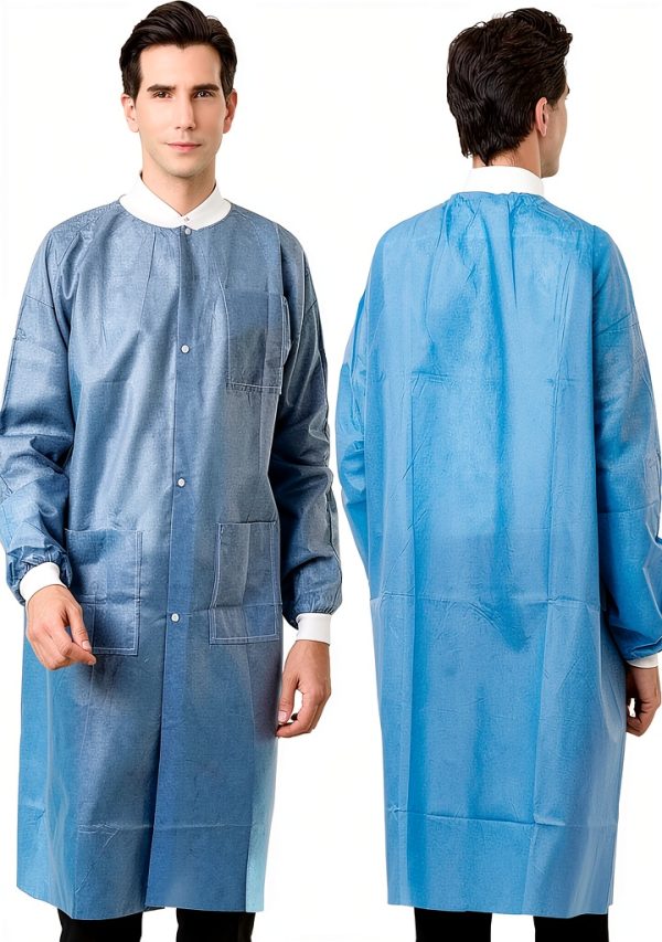 Greenour Disposable Lab Coat SMS with Pockets Fluid Resistant-0