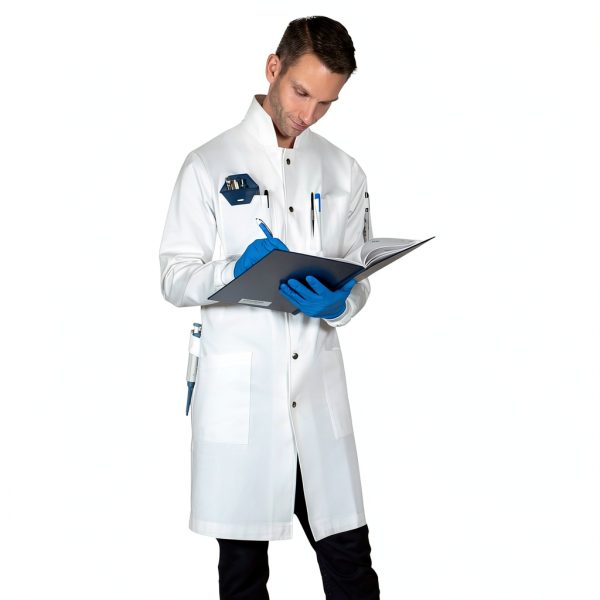 Lab Coat Genius Lab Gear Men's 6-Pocket 100% Cotton White-6