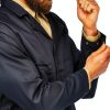 Bulwark FR Men's Concealed Snap-Front Lab Coat – Navy Medium-3