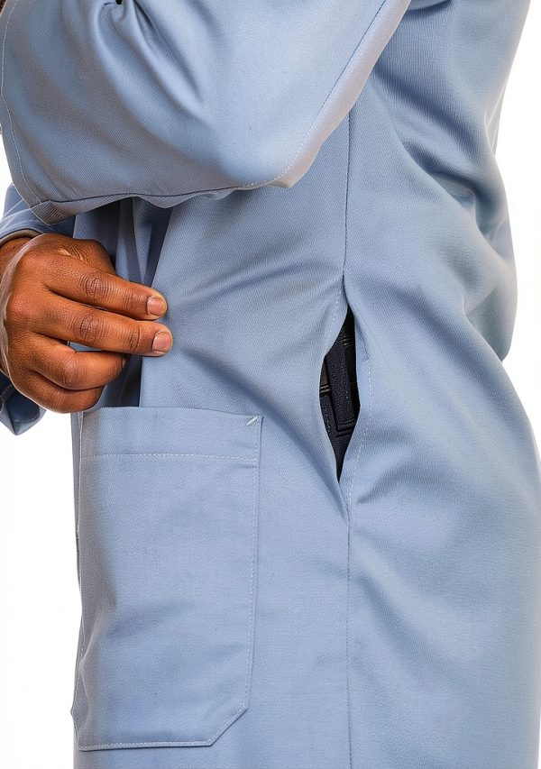 Bulwark Flame Resistant 7oz Cotton Lab Coat Light Blue Small Lapel-6