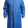 JMU Disposable Lab Coat 10-100 Pack Knee Length with Knit Cuff, Blue-1