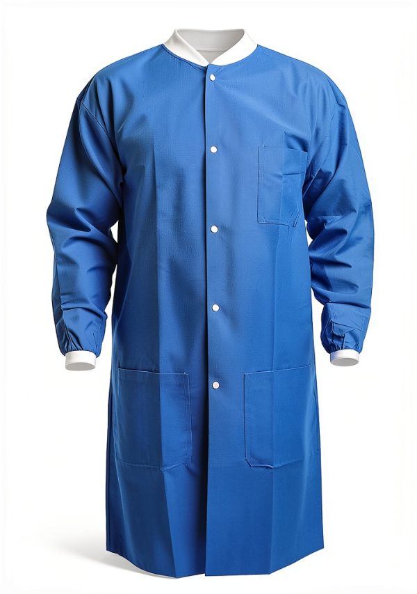 JMU Disposable Lab Coat 10-100 Pack Knee Length with Knit Cuff, Blue-1
