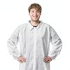 Disposable Lab Coats 50 Pack White Knitted Cuffs Adult Sizes-4